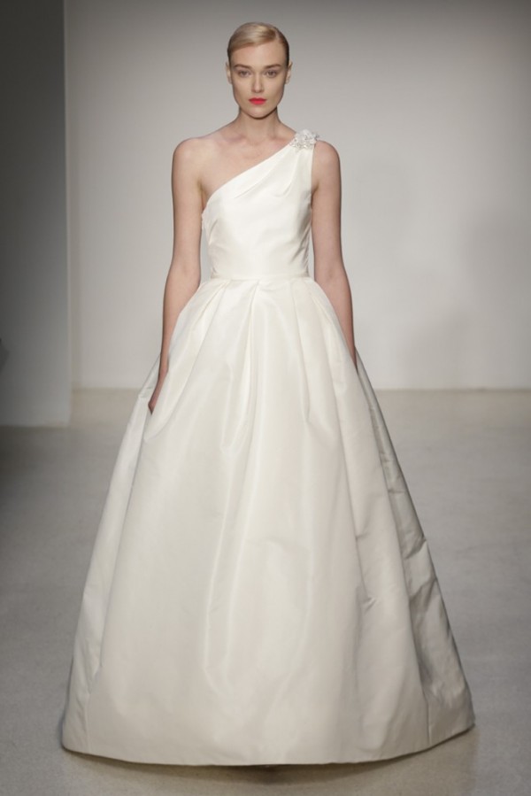 one shoulder wedding dress trend amsale 2013 2014